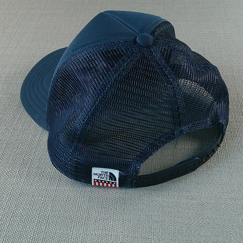 The North Face Trucker Hat Unisex OS Navy USA Graphic Snapback Mesh Cap